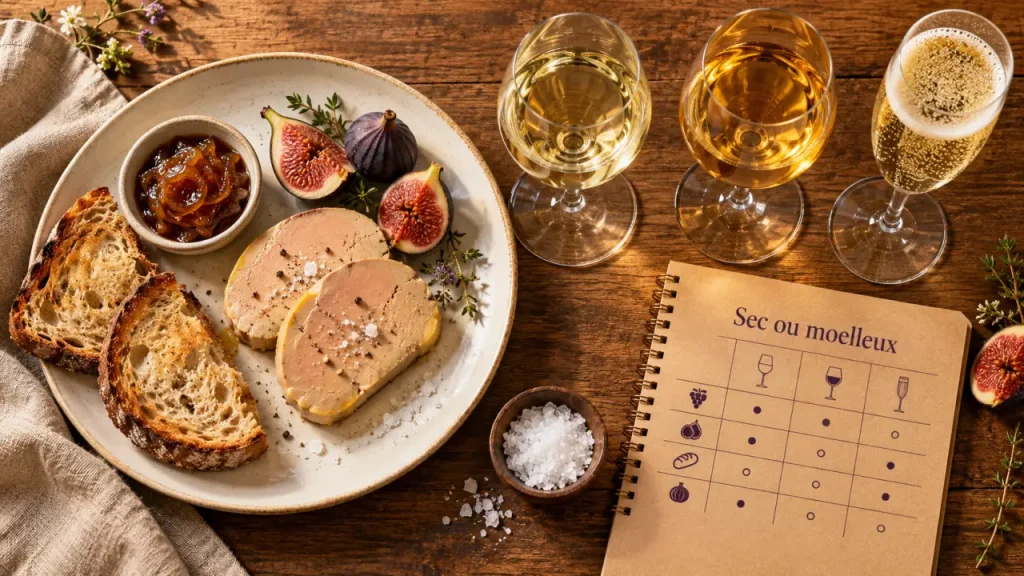 vin blanc foie gras : moelleux en terrine, sec à la poêle